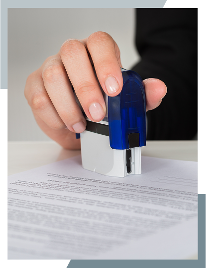 Hand stamping an approved trademark application